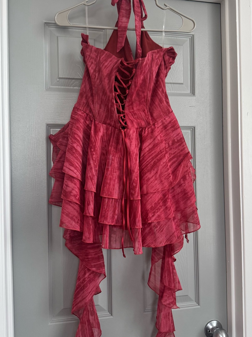 Red Ruffled Halter Romper - Picture 2 of 2